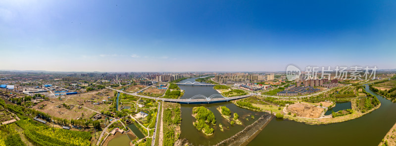 辽宁辽阳太子河襄平大桥航拍城市河流全景