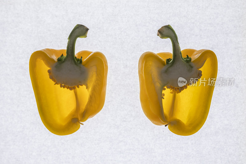 植物蔬菜黄辣椒的横切面
