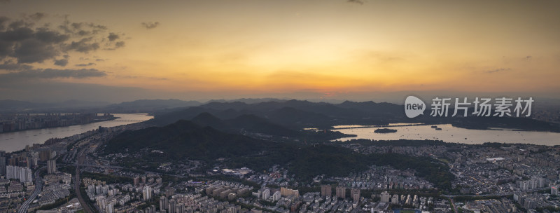 杭州上城区钱塘江沿岸风光航拍