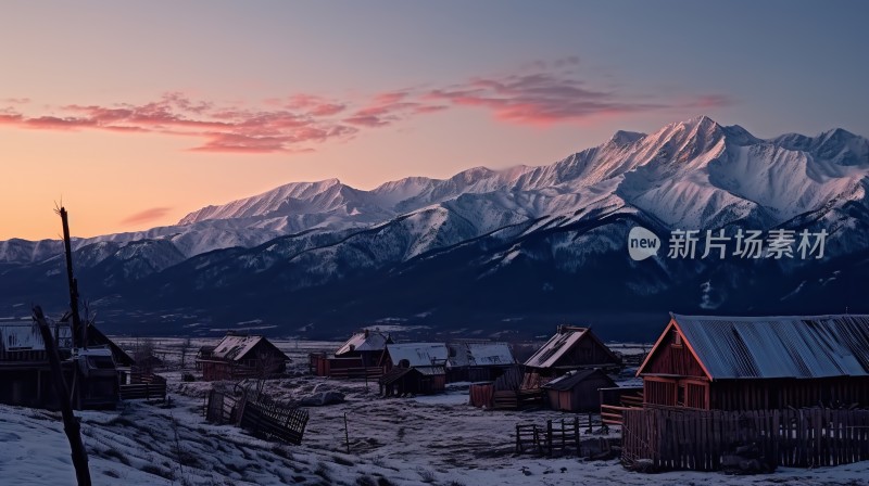 冬季唯美雪景雪山海报背景配图高清摄影图