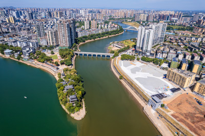 湖南衡阳石鼓书院夏日航拍风光