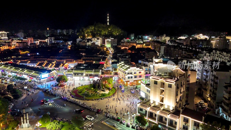 福建泰宁古城夜景灯光航拍