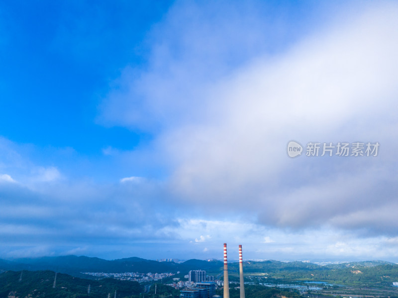 福建三明城市建设蓝天航拍图