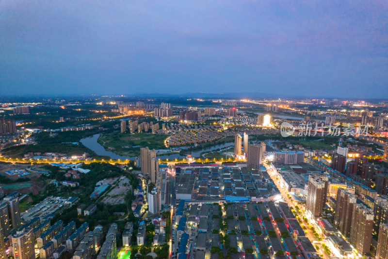 航拍衡阳蒸水夜景