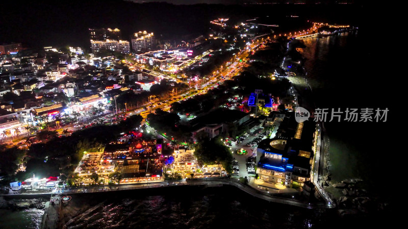 福建厦门曾厝垵夜景灯光航拍