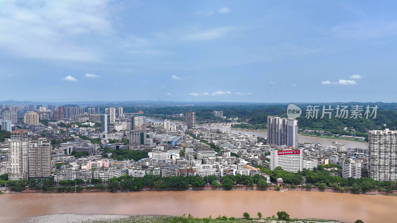 航拍四川乐山城市建设乐山大景