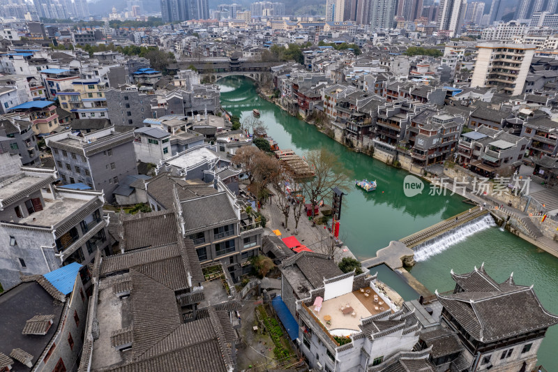 湖南吉首乾州古城4A景区航拍图