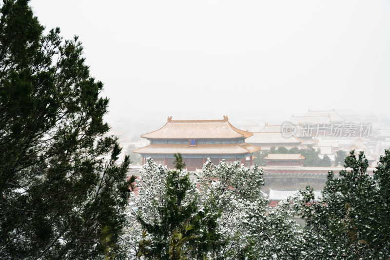 北京中轴线古建紫禁城北平故宫冬季雪景