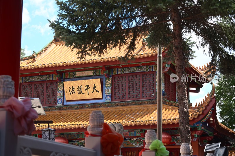 中式古建筑寺庙牌匾景观