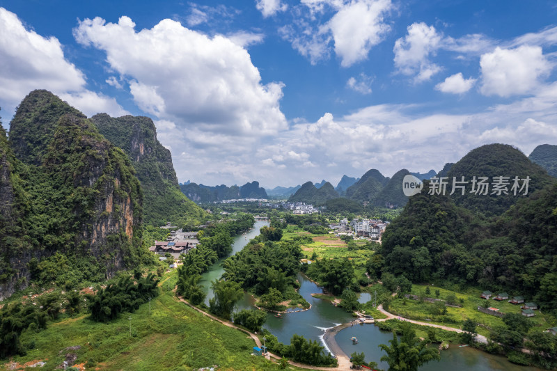 桂林阳朔漓江山水自然风光航拍