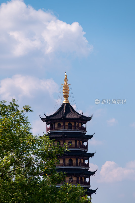 晴朗的午后，远眺泰州南山寺宝塔