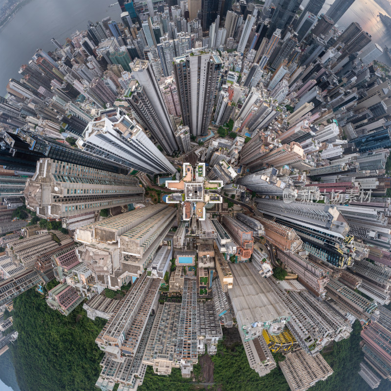 香港维多利亚港CBD中环夜景日出高空航拍