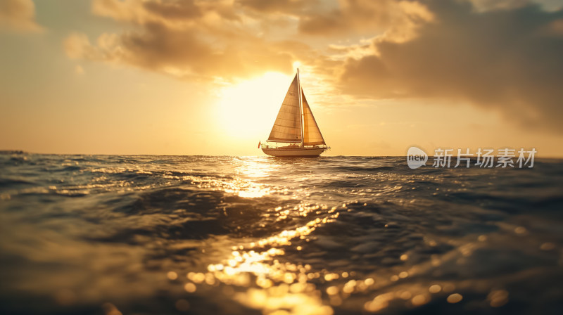 金色落日与帆船邂逅：海洋之旅的壮阔画卷