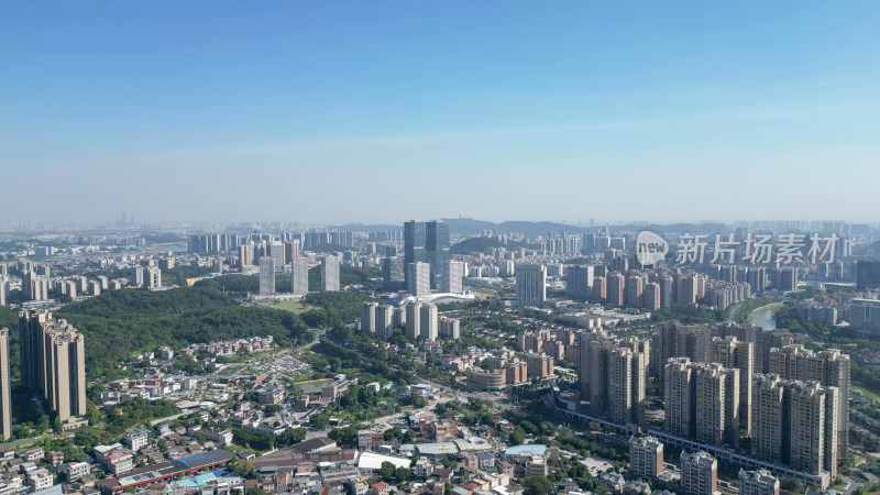 航拍广东江门大景江门城市建设