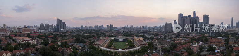 天津五大道文化旅游景区日落城市风光航拍