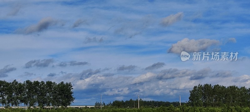 户外自然景观中的多云天空全景