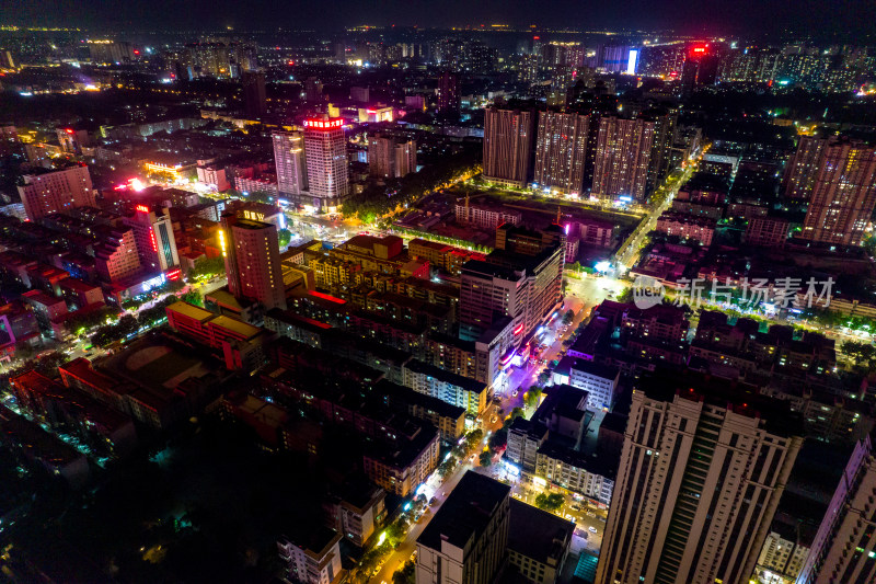 河南平顶山城市夜景灯光航拍图