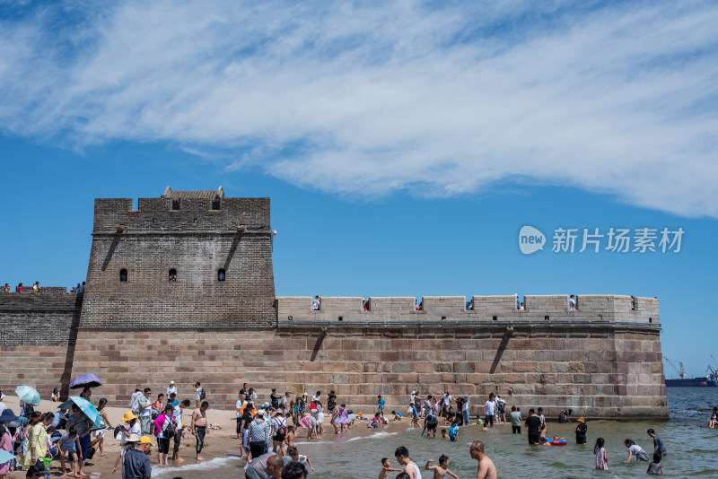 河北山海关老龙头明长城自然建筑景点景观