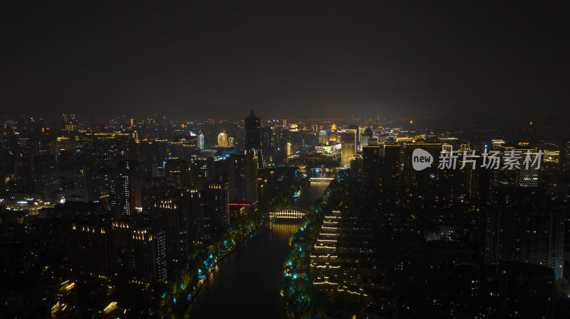 浙江省杭州市拱墅区京杭大运河武林门夜景