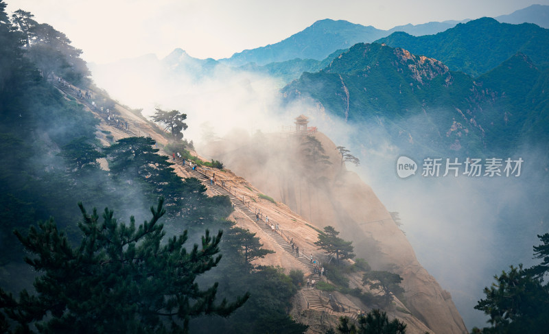 西岳华山日出日落朝霞晚霞云海美景