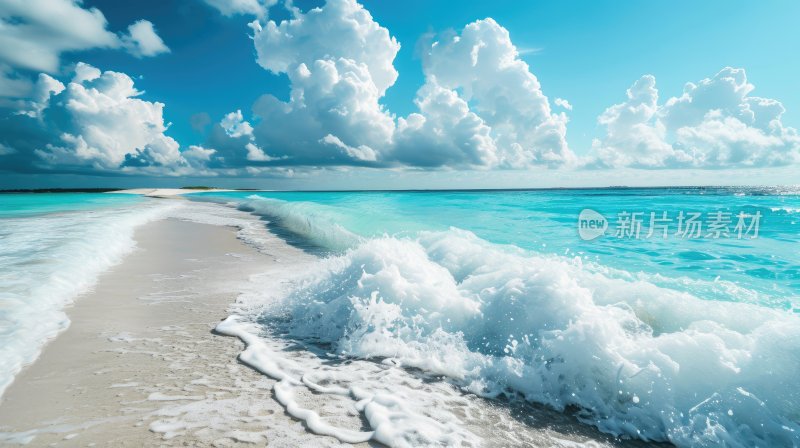 蓝天白云和大海沙滩