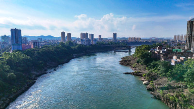 广西来宾红水河风光航拍图