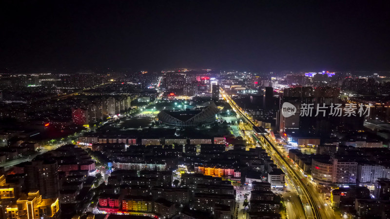 安徽芜湖城市夜景灯光航拍