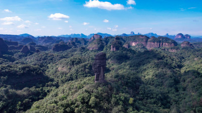 广东丹霞山5A景区丹霞地貌航拍