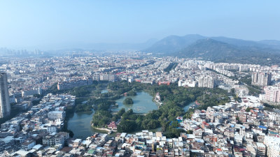 泉州东西塔航拍泉州西街开元寺夕阳日落风景