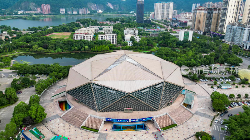 湖北黄石城市风光地标建筑航拍图