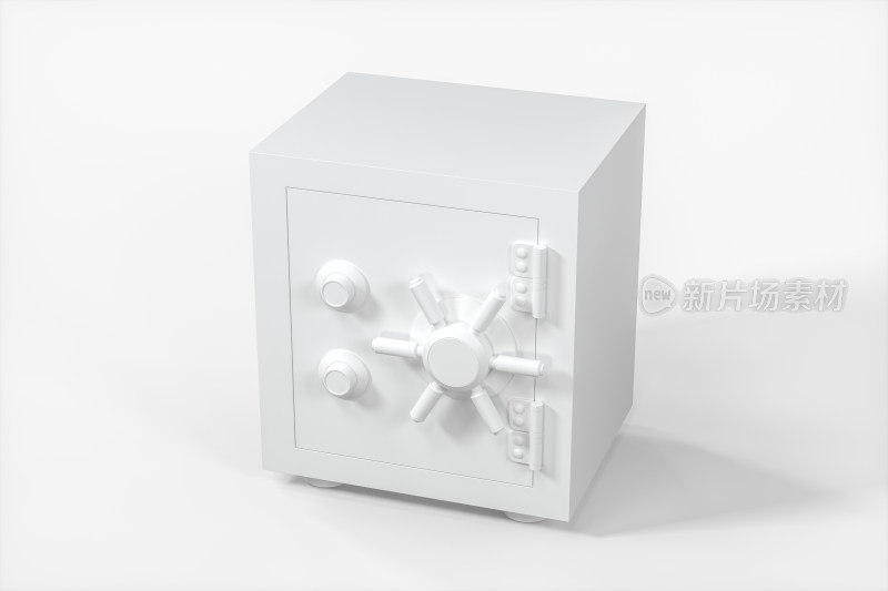 白色保险箱模型与白色背景 三维渲染