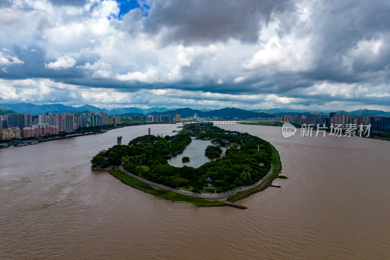 浙江欧洲瓯江江心屿航拍摄影图