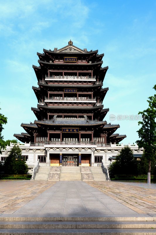 中式多层古建筑全景