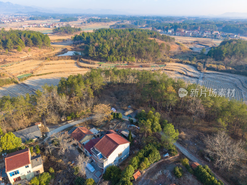 乡村田野航拍全景