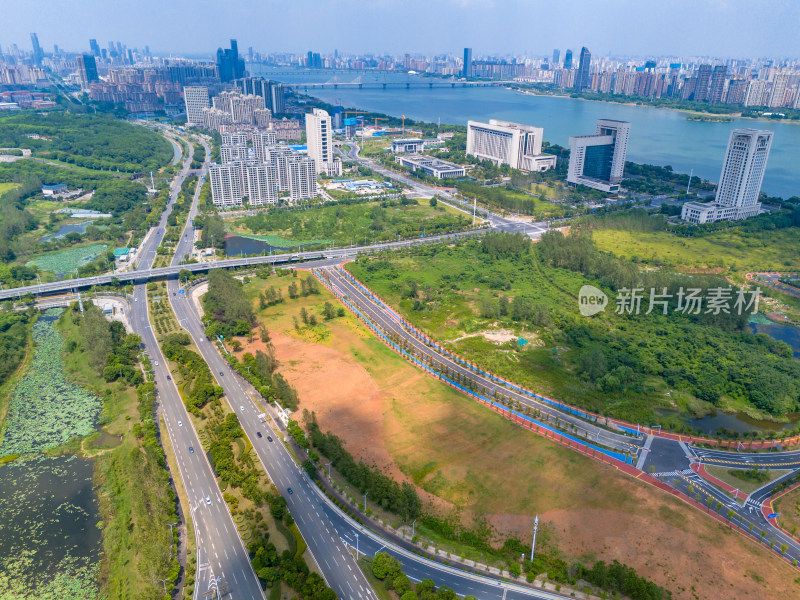 南昌城市建设交通航拍图