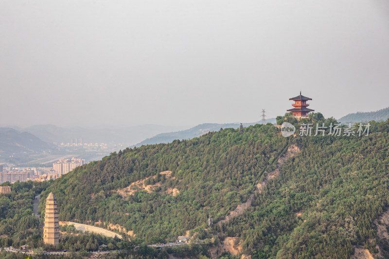 陕西延安宝塔山宝塔岭山寺塔摘星楼