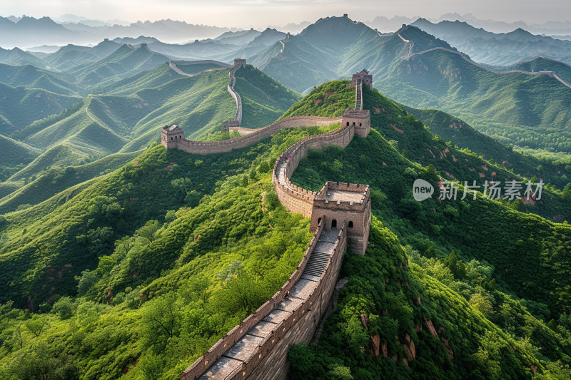 山峦间的古老长城风景