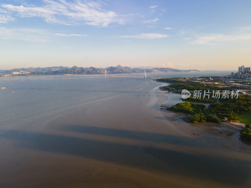 广东省深圳南山深圳湾公园夕阳风光