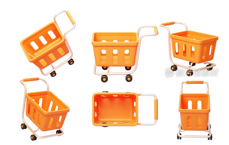 购物车篮子3D电商超市素材