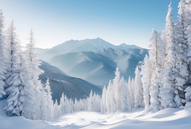 冬季森林白雪覆盖风景