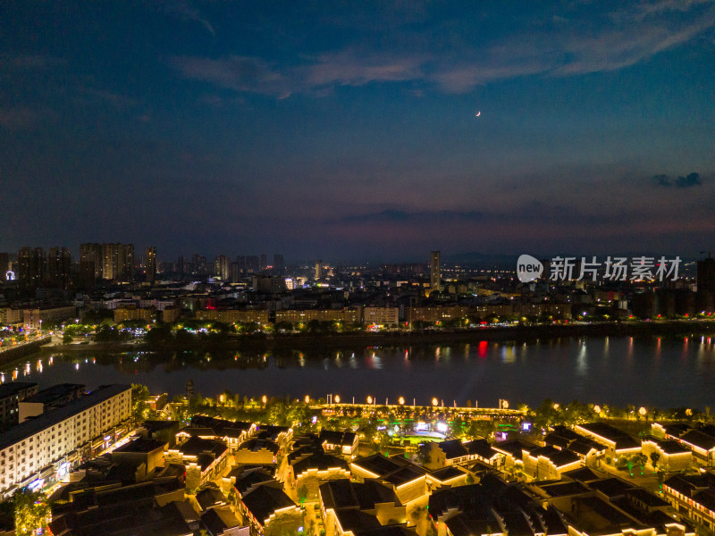 江西抚州文昌里夜景航拍图