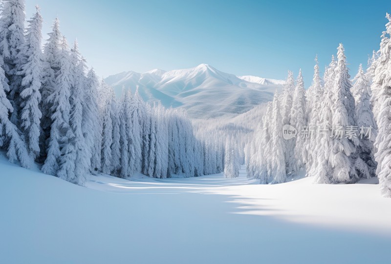 冬季森林白雪覆盖风景