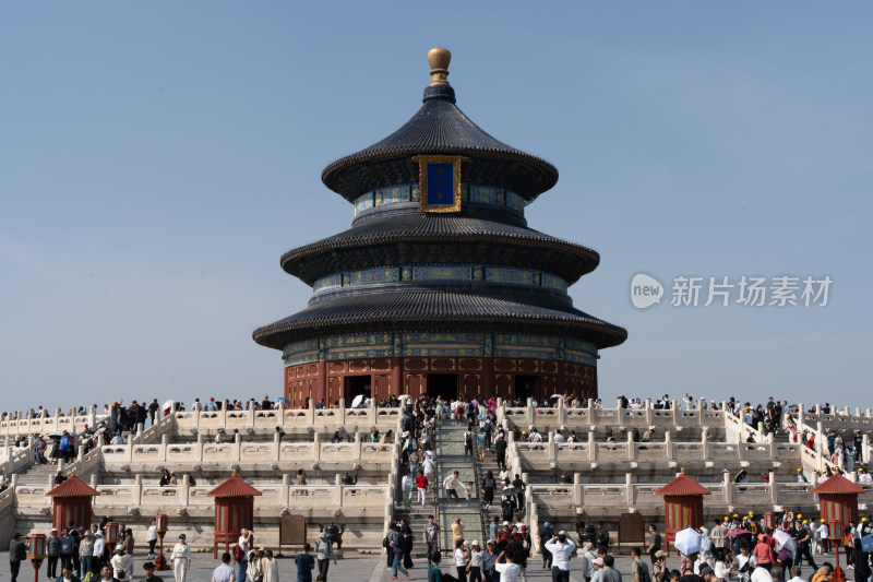 中国北京天坛祈年殿旅游景点游客人群