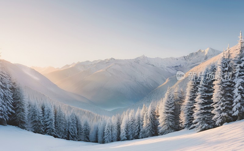 冬季森林白雪覆盖风景