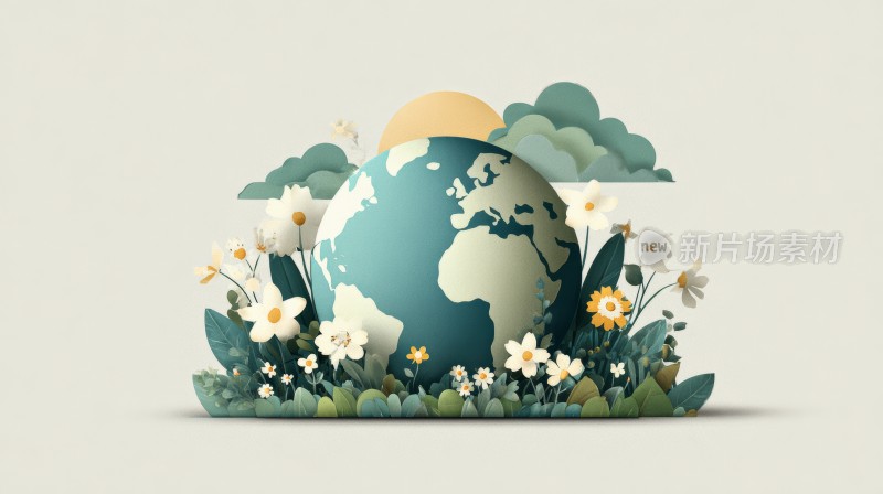 世界环保生态地球插画