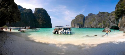 旅游度假背景-与度假村热带岛屿-皮皮岛,甲米省,泰国