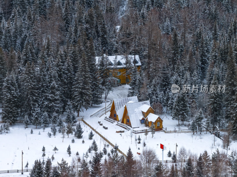 新疆北疆阿勒泰喀纳斯冬季雪景童话世界航拍