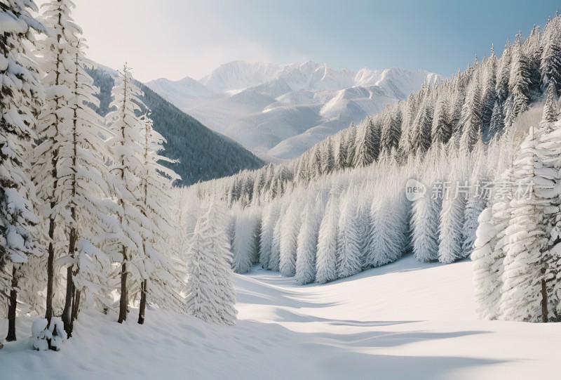 冬季森林白雪覆盖风景