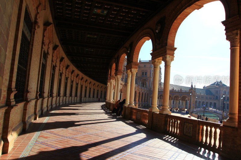 西班牙塞维利亚西班牙广场的拱廊