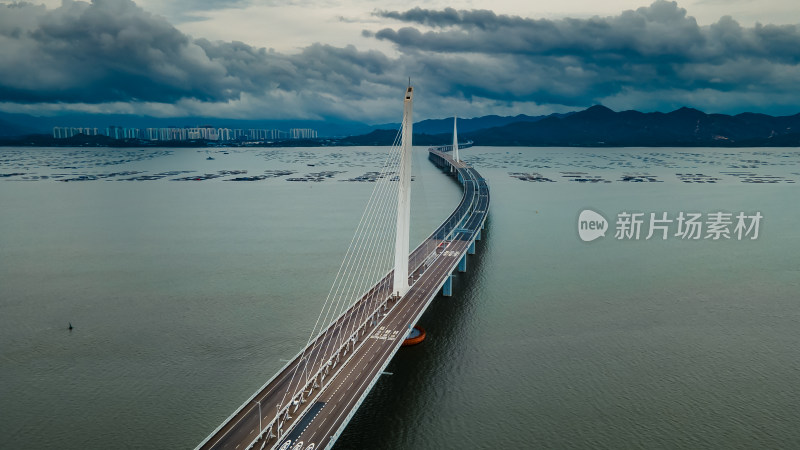 深圳湾公路大桥跨海大桥航拍全景